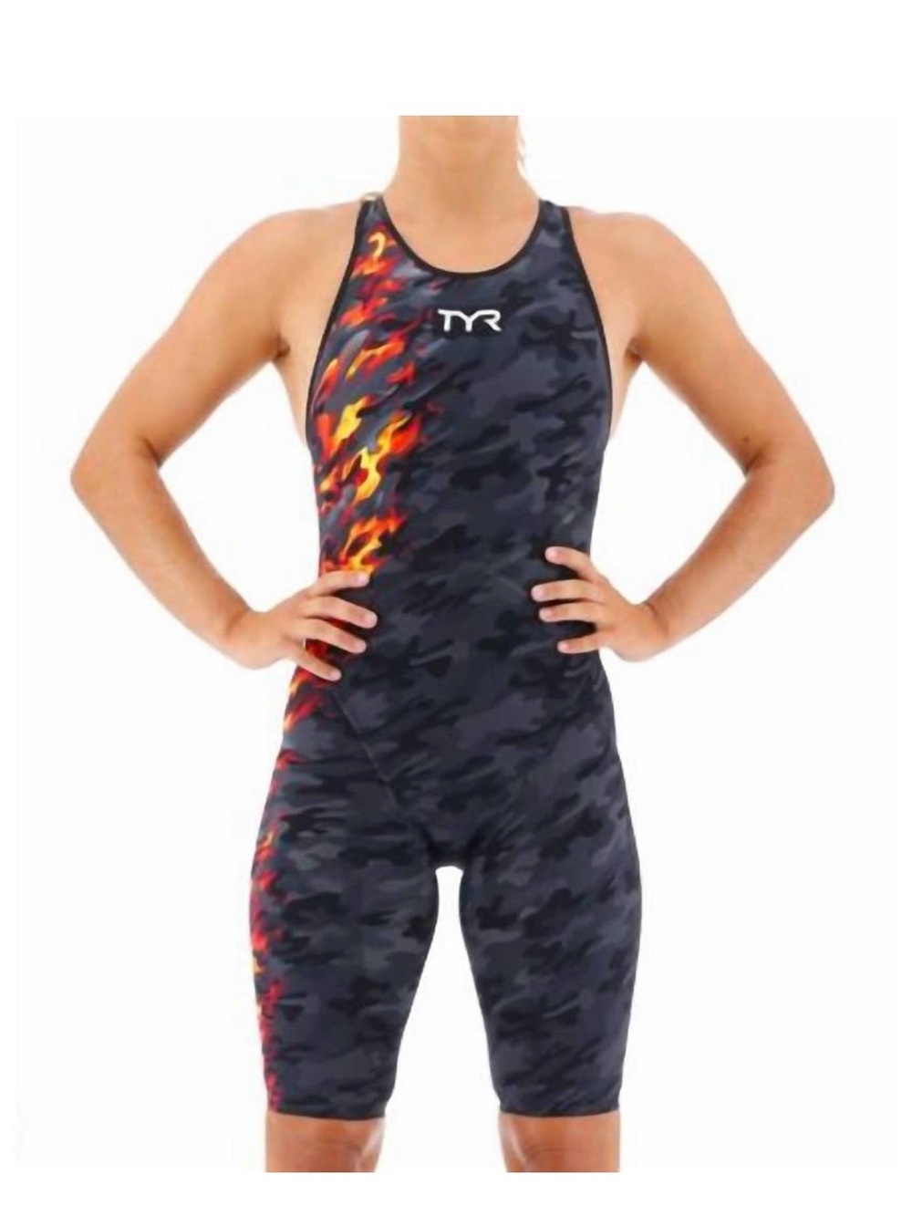 NEW TYR women's venzo closed back swimsuit in camo fire